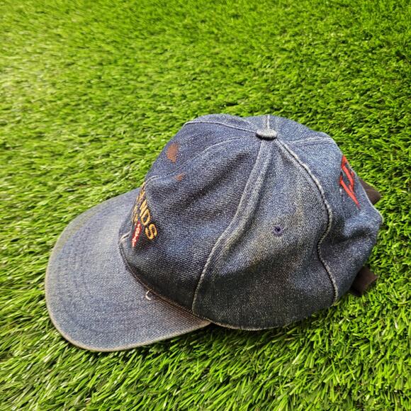 VTG 90s Levi's Distressed Faded Denim Dad Hat Baseball Cap "Legends Never Die" - Picture 4 of 9